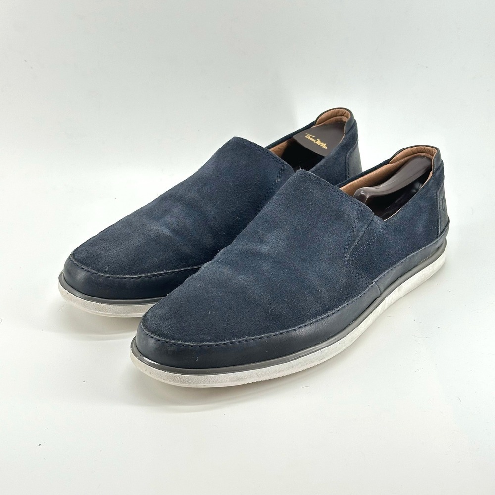 Clarks Shoes Mens 10.5 Navy Bratton Step Suede Dress Loafers Slip On Casual